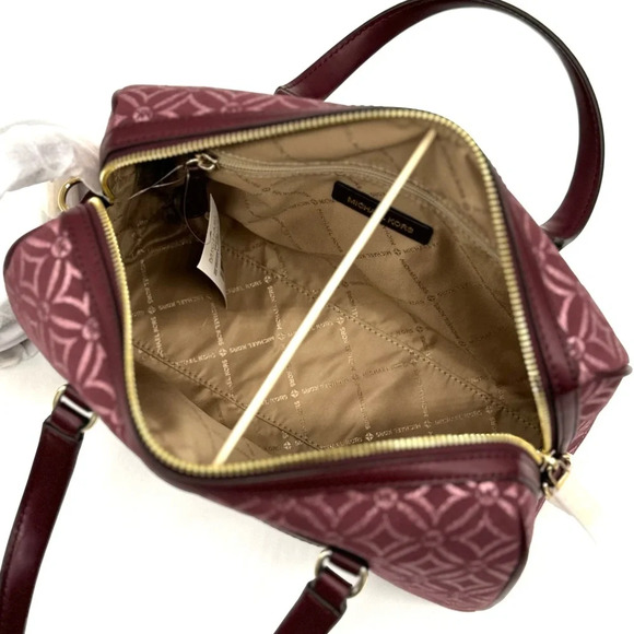 Michael Kors Medium Travel Duffle Satchel Bag Ox Blood Multi - Picture 7 of 11